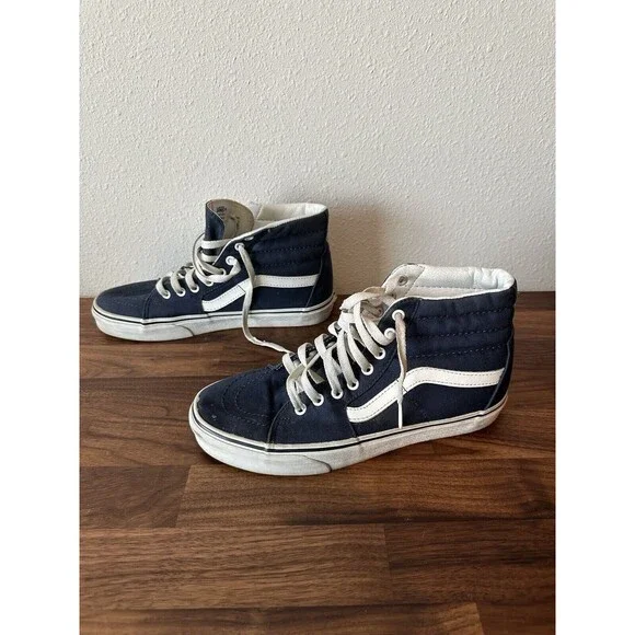 Vans High Top Sneakers Women's Size 10 Men's Size 8.5 Navy Shoes - Picture 4 of 10